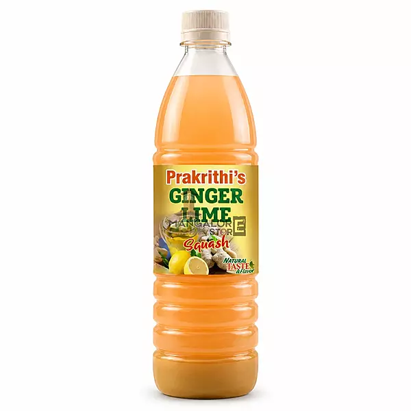 Prakrithi's Ginger Lime Squash – Refreshing Natural Drink – 700ml