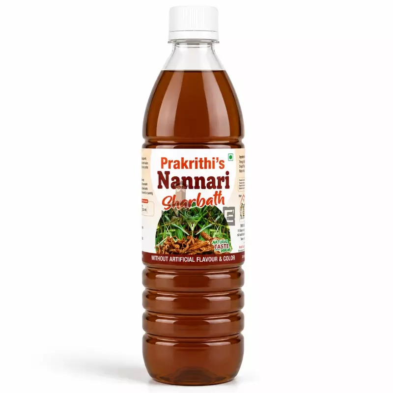 Prakrithi's Nannari Sharbath | Ayurvedic Digestive & Cooling Herbal Drink – 700ml