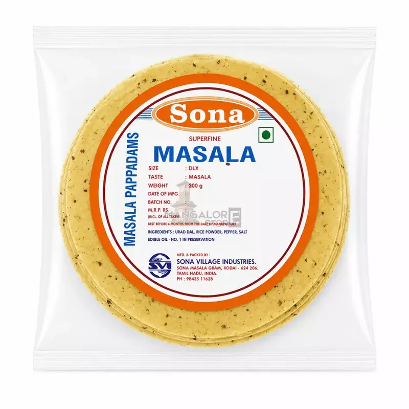 Sona Masala Papad | Crispy Spiced Urad Papad – 200g