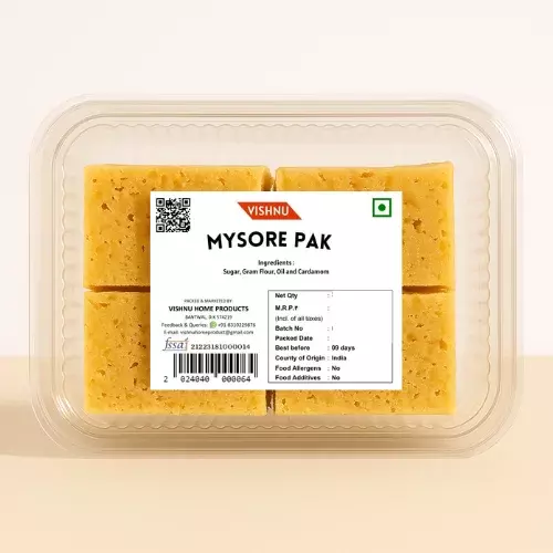 Vishnu Special Mysore Pak – Authentic Ghee-Soaked South Indian Sweet Delight- 500g